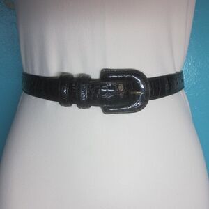 Reptiles House Black Crocodile Belt  Womens Size XS 1" Strap Fits 24 - 27" Waist